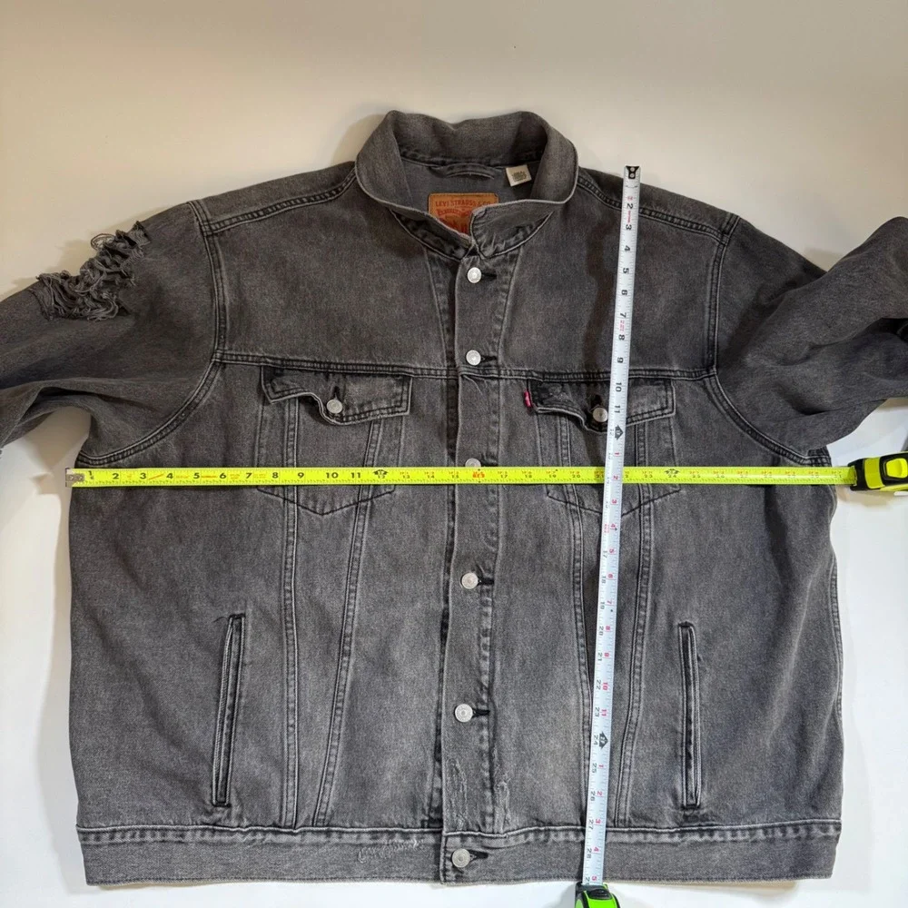 Levis Mens 4XL Distressed Trucker Jacket Washed Black Denim 07158-0040 Oversized